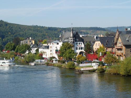 a town next to a river with houses at B&B Briedel in Briedel