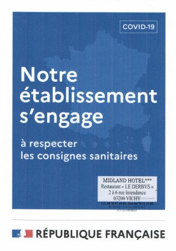 a sign that reads notice entitlementservice namespace and a register less commissionersennaentials at Logis Le Midland in Vichy