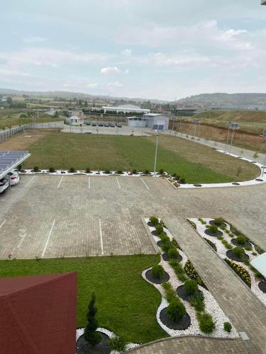 an aerial view of a large parking lot at Kostovski Rooms-near E75 to Greece in Veles