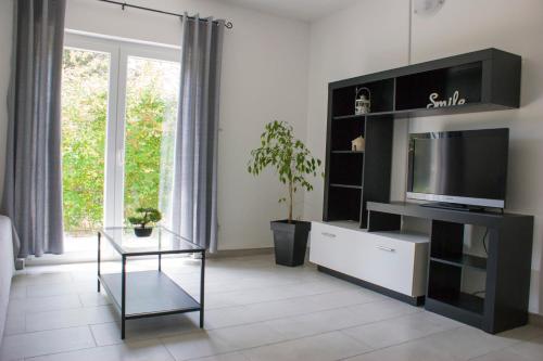 salon z telewizorem z płaskim ekranem w centrum rozrywki w obiekcie Holiday home I.D.A. w mieście Banjole