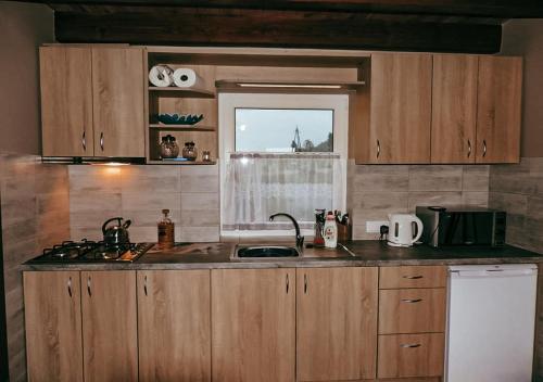 Kuchyň nebo kuchyňský kout v ubytování Domek u Mariusza