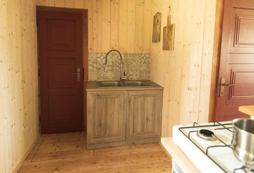Kjøkken eller kjøkkenkrok på Velika Planina - Chalet Rušovc - Location with fully privacy