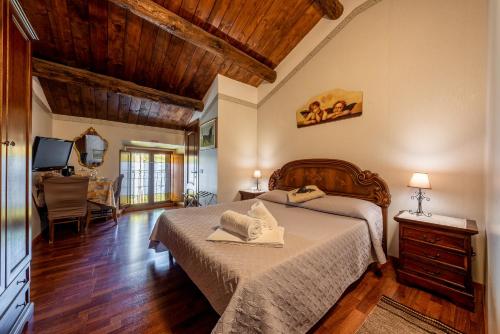 a bedroom with a bed and a television in it at Alloggio Turistico "L'Incontro" 6 in Viterbo
