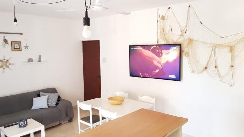 TV a/nebo společenská místnost v ubytování Apartments Branka- 4 apartments in house- 1 apartment has jacuzzi