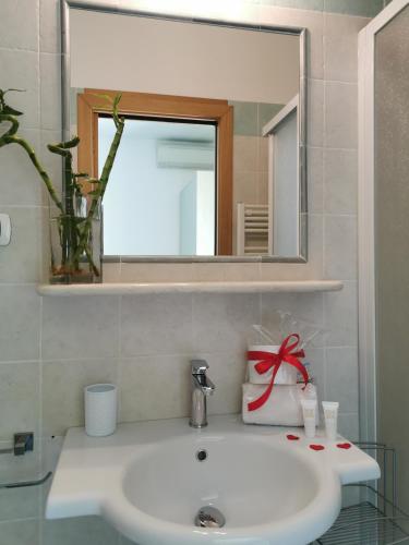 a bathroom with a sink and a mirror at Villa Consorti in Martinsicuro