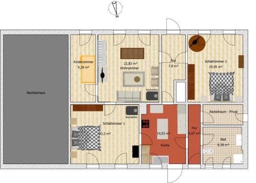 a drawing of a floor plan of a building at Schmidts Naturhof in Laaslich