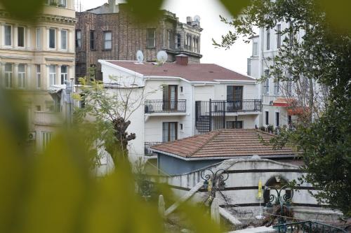 a view of a white building with a balcony at Art Nouveau Galata in Istanbul
