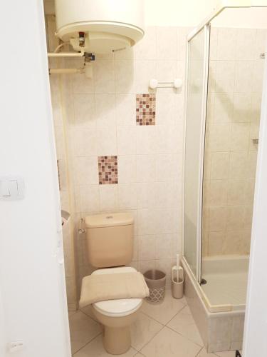une salle de bain avec toilettes et douche dans l'établissement Studio Carré d'Or, à Nice