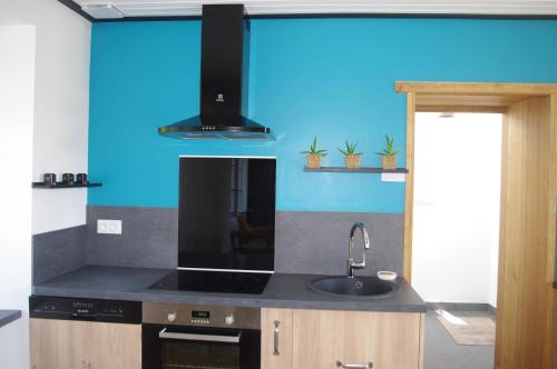 Dapur atau dapur kecil di Gîte des 2 Pat'