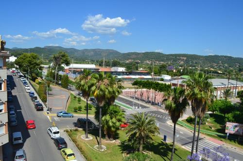an aerial view of a city street with palm trees at Gran Hotel Toledo in Onda