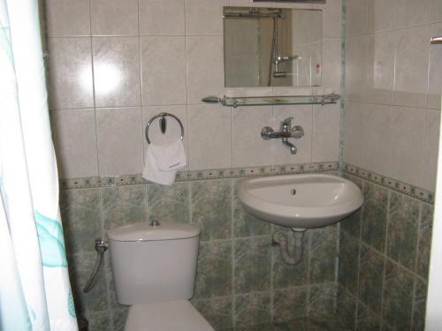 a bathroom with a toilet and a sink at Family Hotel Kalina in Koprivshtitsa