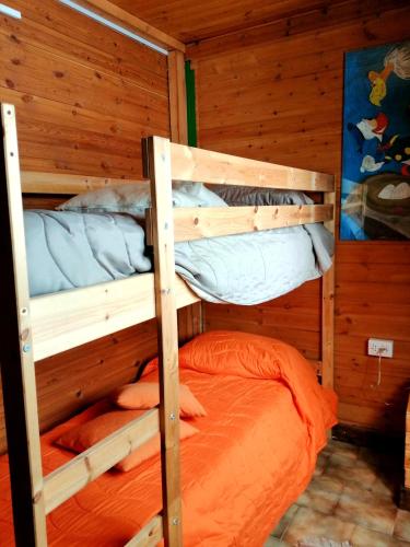 a bedroom with two bunk beds in a cabin at CHALET IL GELSOMINO DELL'ETNA in Giarre
