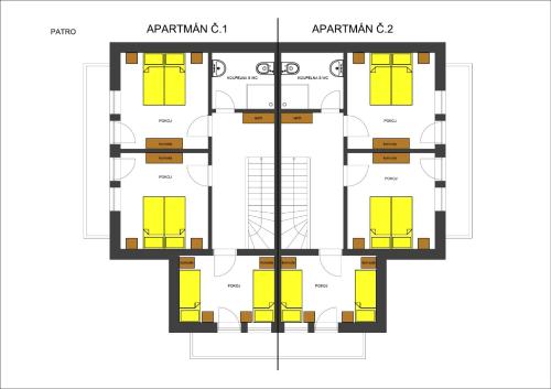 a plan of an apartment building at Apartmány Fišerka in Rokytnice nad Jizerou