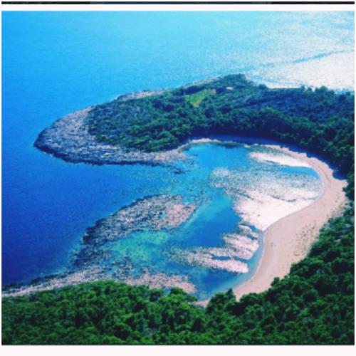 an aerial view of an island in the ocean at Villa Anita in Sobra