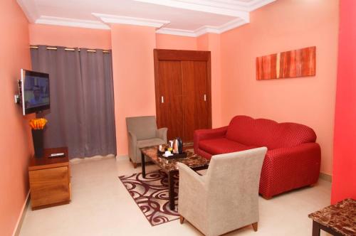 Χώρος καθιστικού στο Prestige Suites