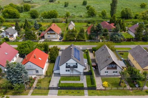 arial view of a residential neighborhood with houses at Olivér 22 Apartman in Fonyód