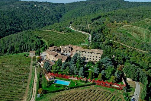 a small village in the middle of a vineyard at Fattoria Castelvecchi in Radda in Chianti