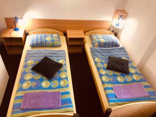 Cama o camas de una habitación en Penzion Ve Dvorku