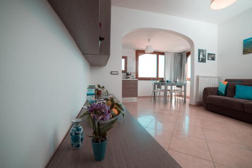 a living room with a couch and a table at Nonna Carmelina in Ravello