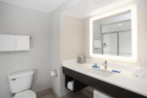 bagno con lavandino, servizi igienici e specchio di Holiday Inn Express & Suites Culpeper, an IHG Hotel a Culpeper