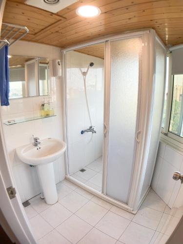 a bathroom with a shower and a sink at 星霖之家 in Taichung