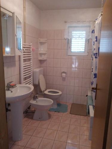 a bathroom with a toilet and a sink at Kuća za odmor Mendez in Labin