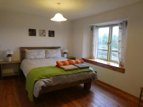 1 dormitorio con cama y ventana en Devon Eco Lodges, en Winkleigh