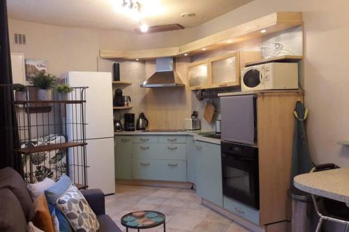 Кухня или мини-кухня в Joli petit loft dans échoppe pierre centre-ville
