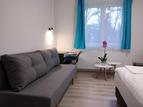 sala de estar con sofá y mesa en Diana Panzió, en Mátrafüred