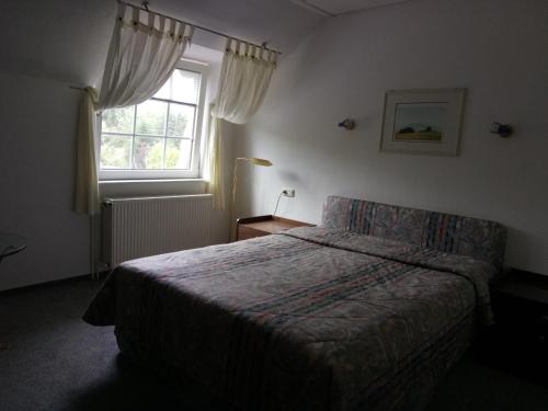 um quarto com uma cama e uma janela em Hotel Leppiner Hof - B&B FRÜHSTÜCKSPENSION em Arendsee