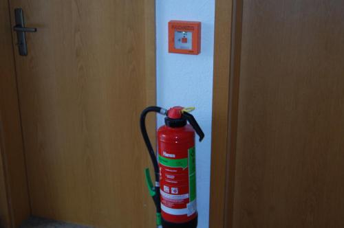 a fire hydrant is standing next to a door at Landhotel Krone in Oberreute