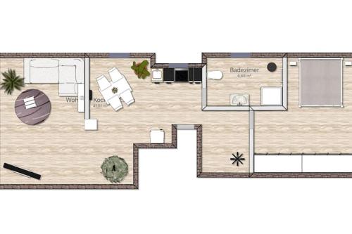 a floor plan of a small apartment with sidx sidx sidx at Ferienwohnung Weinbergliebe am Tuniberg zwischen Freiburg und Frankreich in Merdingen