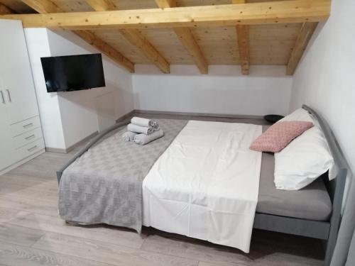 ein Schlafzimmer mit einem Bett und einem TV in einem Zimmer in der Unterkunft Casa Elysium in Rovinj
