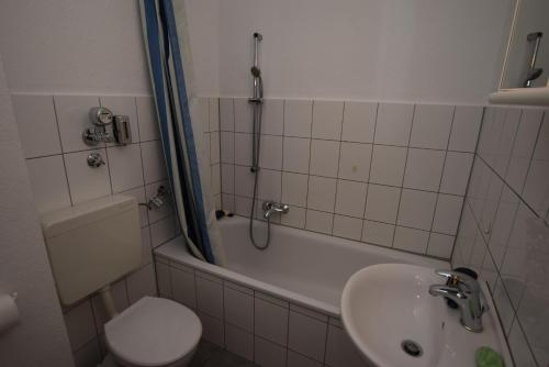 y baño con lavabo, ducha y aseo. en Apartment Wangen, en Stuttgart