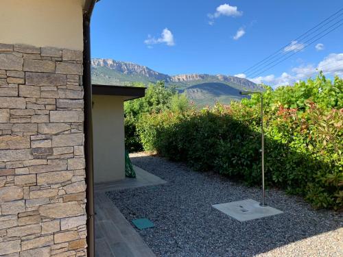 a door to a building with a view of a mountain at La Caseta d'Àger in Ager