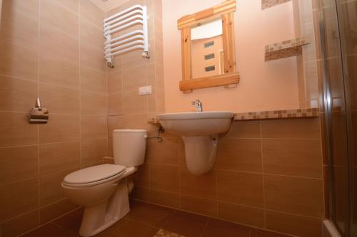 een badkamer met een toilet en een wastafel bij Agroturystyka U Tadysa in Szaflary