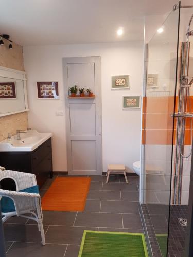 Vonios kambarys apgyvendinimo įstaigoje Le Moulin du Bourg