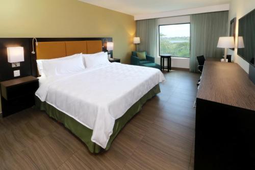 Habitación de hotel con cama grande y ventana grande. en Holiday Inn Tampico-Altamira, an IHG Hotel, en Tampico