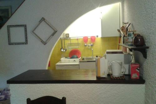 卡斯蒂廖內德拉佩斯卡伊阿的住宿－antico forno，小厨房配有带水槽和台面的台面
