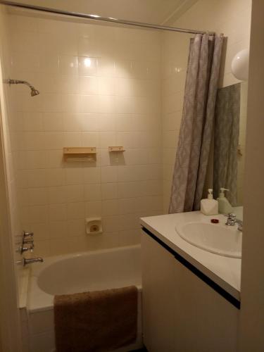 a bathroom with a tub and a sink at Shamrock Apartment 5 in Mount Hotham