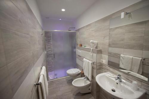 a bathroom with a toilet and a sink and a shower at Rooms Dream Tropea in Tropea