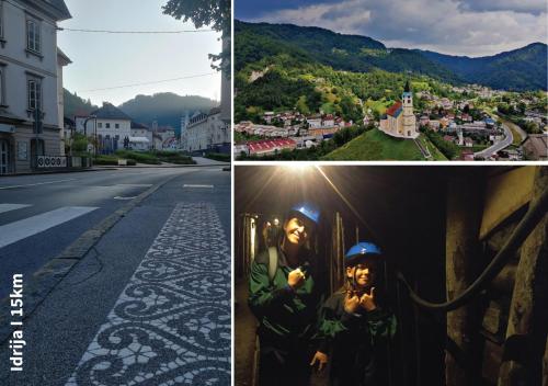 a collage of pictures of a town and a street at Country House Pri Lipet Žiri in Žiri