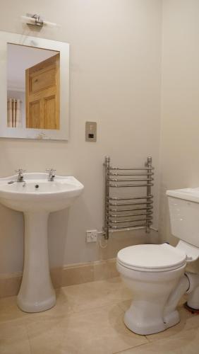 a bathroom with a white toilet and a sink at Mullingar town apartment 2 bedrooms in Mullingar