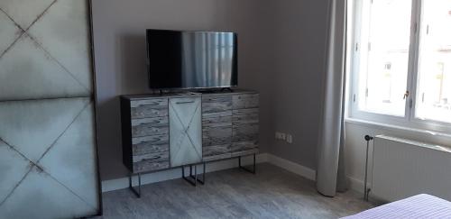 TV a/nebo společenská místnost v ubytování Flat Jindrichuv Hradec