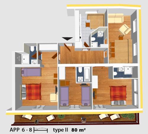 a drawing of a floor plan of a house at AppartChalet LA RONDULA - 100m from Seceda in Ortisei