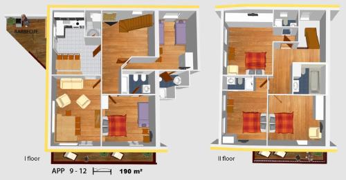 a plan of a floor plan of a house at AppartChalet LA RONDULA - 100m from Seceda in Ortisei