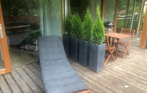 a couch on a porch with a table and plants at EMMA'S Appartements in Gerlos