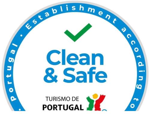 a blue clean and safe logo at Dream View in Chiado in Lisbon