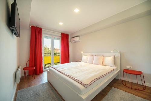 Postel nebo postele na pokoji v ubytování RÉS Apartman