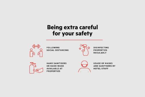 a brochure template of being extra careful for your safety at Hotel Bholenath Palace - Infront of Mahakal Temple in Ujjain